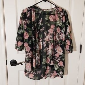 Black Floral Kimono